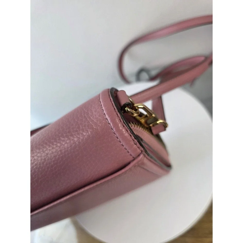 Tory Burch McGraw Wallet on Chain Pink Pebbled Leather Crossbody Bag WOC Gold